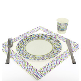 Papierservietten Design Striche und Punkte 33x33cm (20 Einh.)