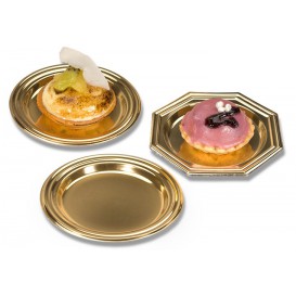 Kleiner Plastik Teller Dessert rund gold 8cm (1.000 Einh.)