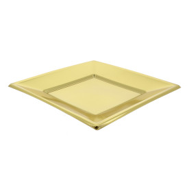 Viereckiger Plastikteller Flache Gold 180mm 