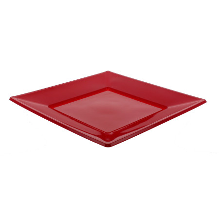 Viereckiger Plastikteller Flach Bordeaux 230mm (750 Stück)