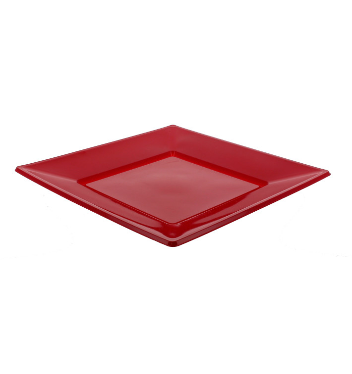 Viereckiger Plastikteller Flache Bordeaux 170mm Viereckiger Plastikteller Flache Bordeaux 170mm