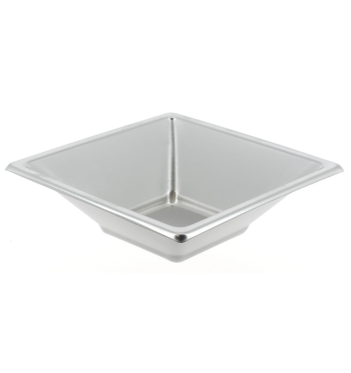 Viereckiger Plastikschale Silber 120x120x40mm Viereckiger Plastikschale Silber 120x120x40mm