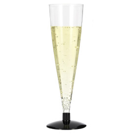 Plastik Sektflöte Spritzguss mit schwarzem Fuß 150ml (6 Einh.)