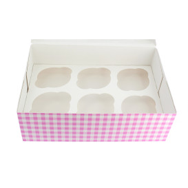 Cupcake Box für 6-Cupcake 24,3x16,5x7,5cm pink (20 Einh.)