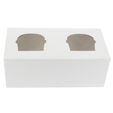 Cupcake Box für 2 Cupcakes 19,5x10x7,5cm weiß (20 Stück)