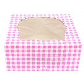 Cupcake Box für 4-Cupcake 17,3x16,5x7,5cm pink (140 Einh.)