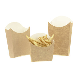 Pommes Schütte Faltbox Kraft groß Verpackung 8,2x4,5x14,9cm (25 Einh.)