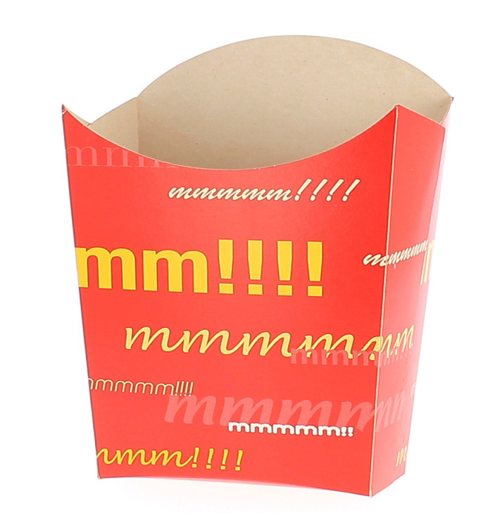 Pommes Schütte Faltbox groß Verpackung 8,2x3,3x14,9cm Pommes Schütte Faltbox groß Verpackung 8,2x3,3x14,9cm