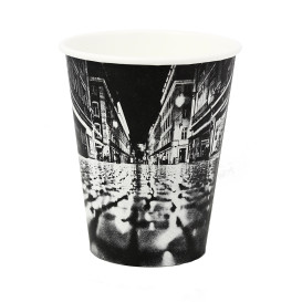 Karton Kaffeebecher mit Dekor "Parisian" 8 Oz/240 ml Ø7,9cm (50 Einh.)