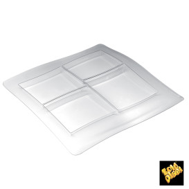 Servierplatte "FoodPoker" 4-geteilt Transparent 250x250mm (1 Stück)