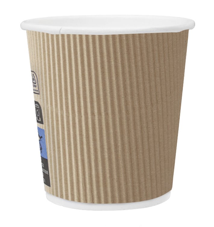 Kaffeebecher aus geriffeltem Karton aus Kraftpapier 4 Oz / 120ml Ø6,0cm (1.000 Stück)