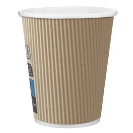 Kaffeebecher aus geriffeltem Karton aus Kraftpapier 8 Oz / 250ml Ø7,8cm (25 Stück)