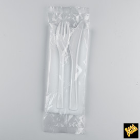 Besteckset Gabel, Messer und Servietten weiß (25 Einh.)