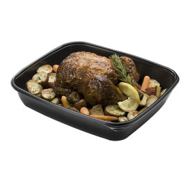 Plastikbehälter PP rechteckig schwarz 1350ml (50 Stück)