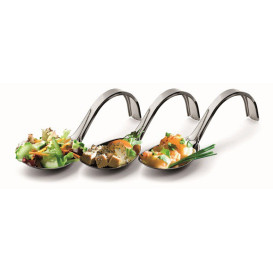 Häppchen-Löffel Flach mit Griff silber 13cm (20 Stück)