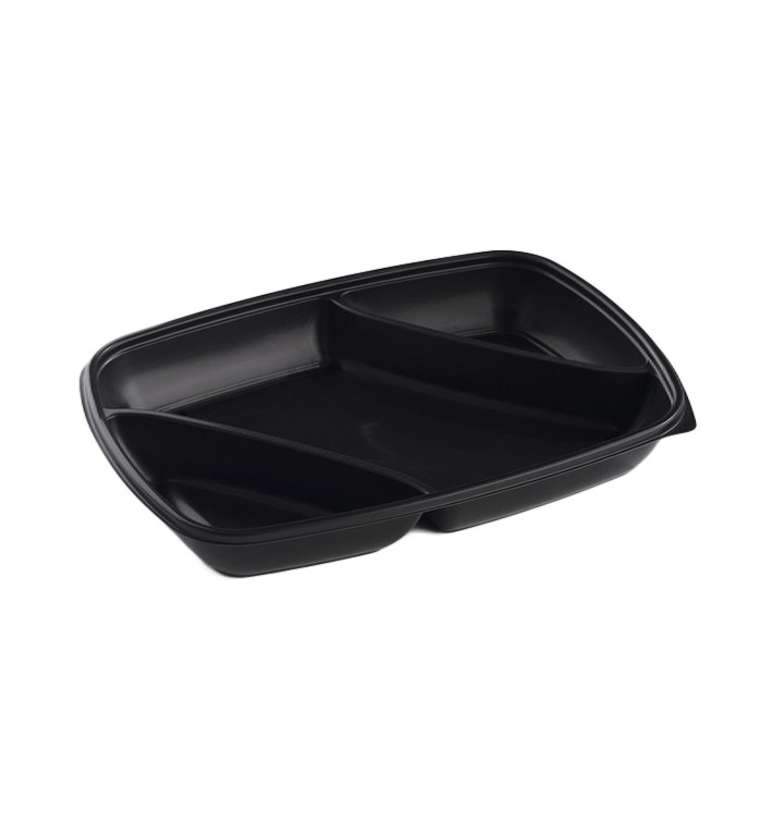 Plastikbehälter PP rechteckig schwarz 3-g. 28x20x4cm Plastikbehälter PP rechteckig schwarz 3-g. 28x20x4cm