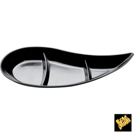 Soßenschale "Virgola" 3-Geteilt Schwarz 30 ml (500 Stück) 