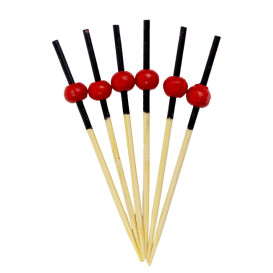 Bambusspieße Rot und Schwarz 120mm (100 Stück)