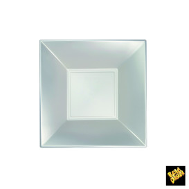 Plastikteller Tiefe Quadratisch Silber 180mm (25 Stück)