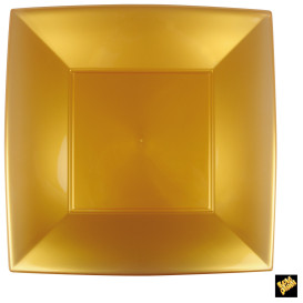 Plastikteller Flach Quadratisch Gold 290mm (72 Stück)