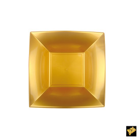 Plastikteller Tiefe Quadratisch Gold 180mm (150 Stück)