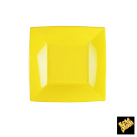 Plastikteller Flach Quadratisch Gelb 180mm (25 Stück)