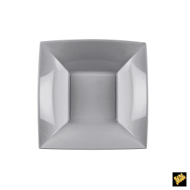 Plastikteller Tiefe Quadratisch Silber 180mm (150 Stück)
