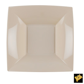 Plastikteller Tiefe Quadratisch Beige 180mm (150 Stück)