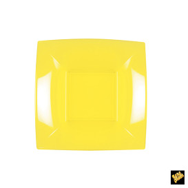 Plastikteller Tiefe Quadratisch Gelb 180mm (25 Stück)