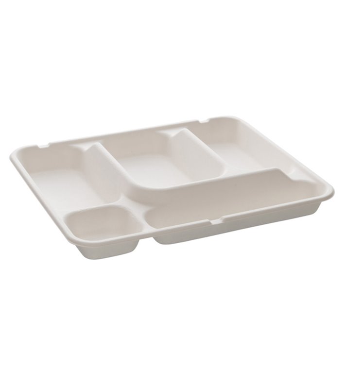 Tablett Zuckerrohr 5-Geteilt 265x215x20mm (200 Stück) Tablett Zuckerrohr 5-Geteilt 265x215x20mm (200 Stück)