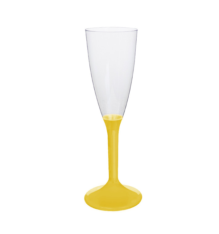 Sektflöte Plastik mit Gelb Fuß 120ml (20 Stück) Sektflöte Plastik mit Gelb Fuß 120ml (20 Stück)