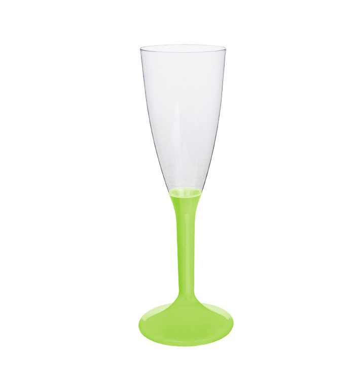 Sektflöte Plastik mit Grasgrün Fuß 120ml (20 Stück) Sektflöte Plastik mit Grasgrün Fuß 120ml (20 Stück)