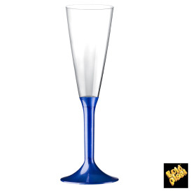 Sektflöte Plastik mit Blau Fuß 160ml (20 Stück)