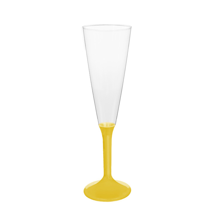 Sektflöte Plastik mit Gelb Fuß 160ml (20 Stück) Sektflöte Plastik mit Gelb Fuß 160ml (20 Stück)