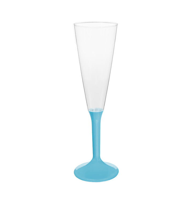 Sektflöte Plastik mit Türkis Fuß 160ml (20 Stück) Sektflöte Plastik mit Türkis Fuß 160ml (20 Stück)