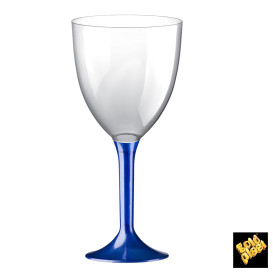 Glass aus Plastik für Wein Blau Fuß 300ml (20 Stück)