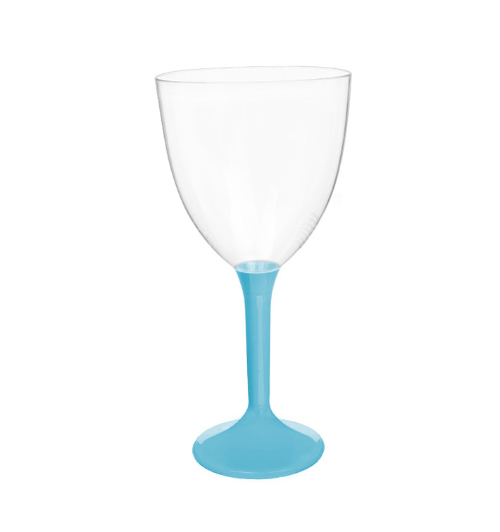 Glass aus Plastik für Wein Türkis Fuß 300ml (20 Stück) Glass aus Plastik für Wein Türkis Fuß 300ml (20 Stück)