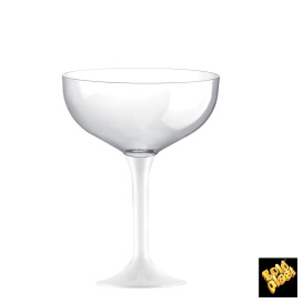 Sektflöte Plastik mit Weiß Fuß 120ml (200 Stück)