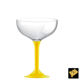 Sektflöte Plastik mit Gelb Fuß 120ml (20 Stück)
