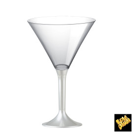 Martinigläser Plastik mit Weiß Fuß 185ml (20 Stück)