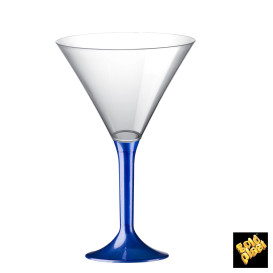 Martinigläser aus Plastik mit Blau Fuß 185ml (20 Stück)