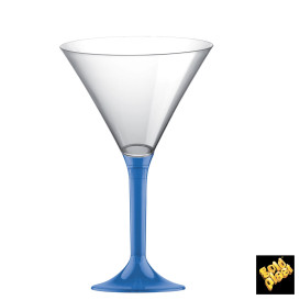 Martinigläser aus Plastik mit Blau Transp. Fuß 185ml (20 Stück)