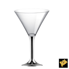 Martinigläser aus Plastik mit Silber Chrom Fuß 185ml (200 Stück)