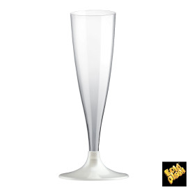 Sektflöte Plastik mit Weiß Fuß 140ml (200 Stück)