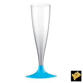 Sektflöte Plastik mit Türkis Fuß 140ml (20 Stück)