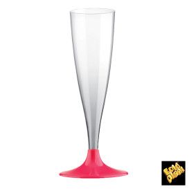 Sektflöte Plastik mit Fuchsie Fuß 140ml (20 Stück)