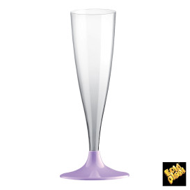 Sektflöte Plastik mit Flieder Fuß 140ml (20 Stück)