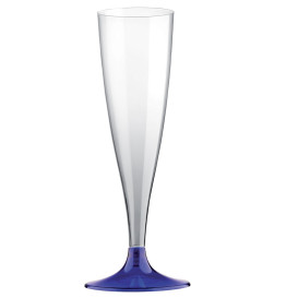 Sektflöte Plastik mit Blau Fuß 140ml (200 Stück)