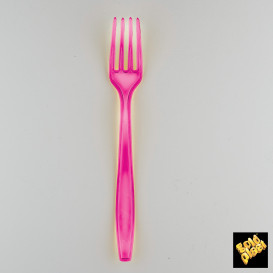 Fuchsie Transp. Plastikgabel 190mm (500 Stück)