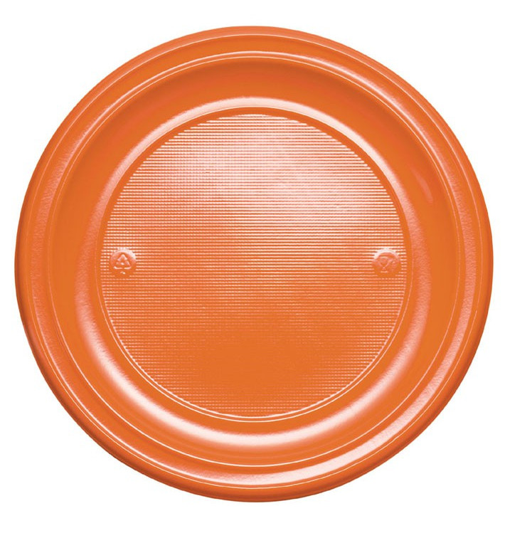 Plastikteller flach Orange PS 220mm (30 Stück)